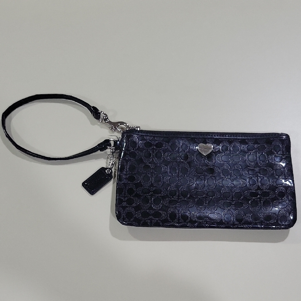 Coach Black Vinyl Wristlet